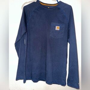 Carhartt men’s navy front pocket long sleeve shirt S relaxed fit casual workwear